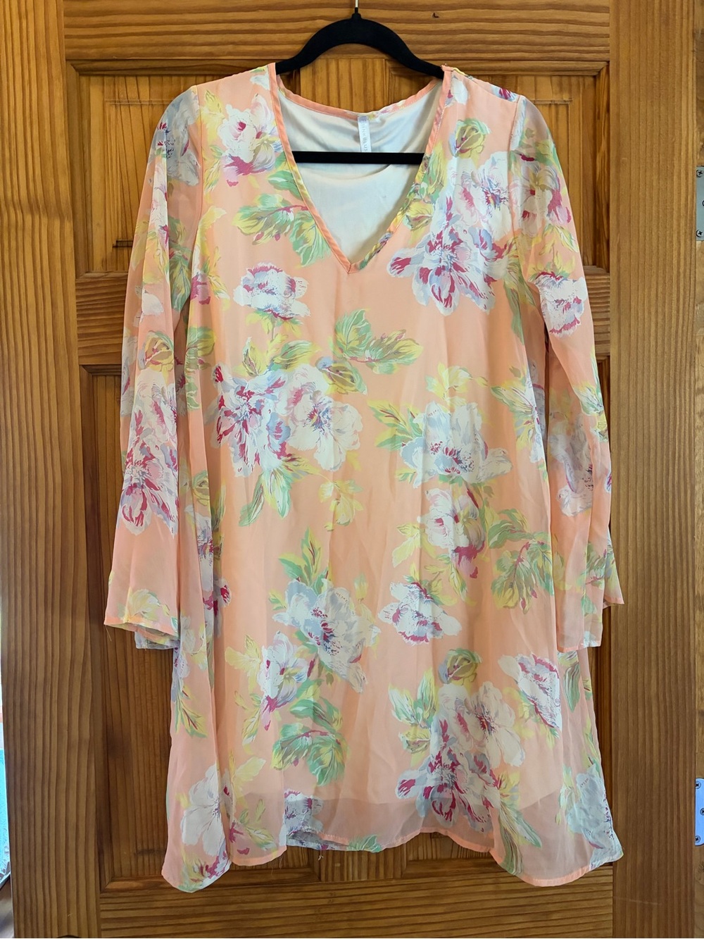 Pinkblush Peach and Pastel Floral V-Neck Tunic